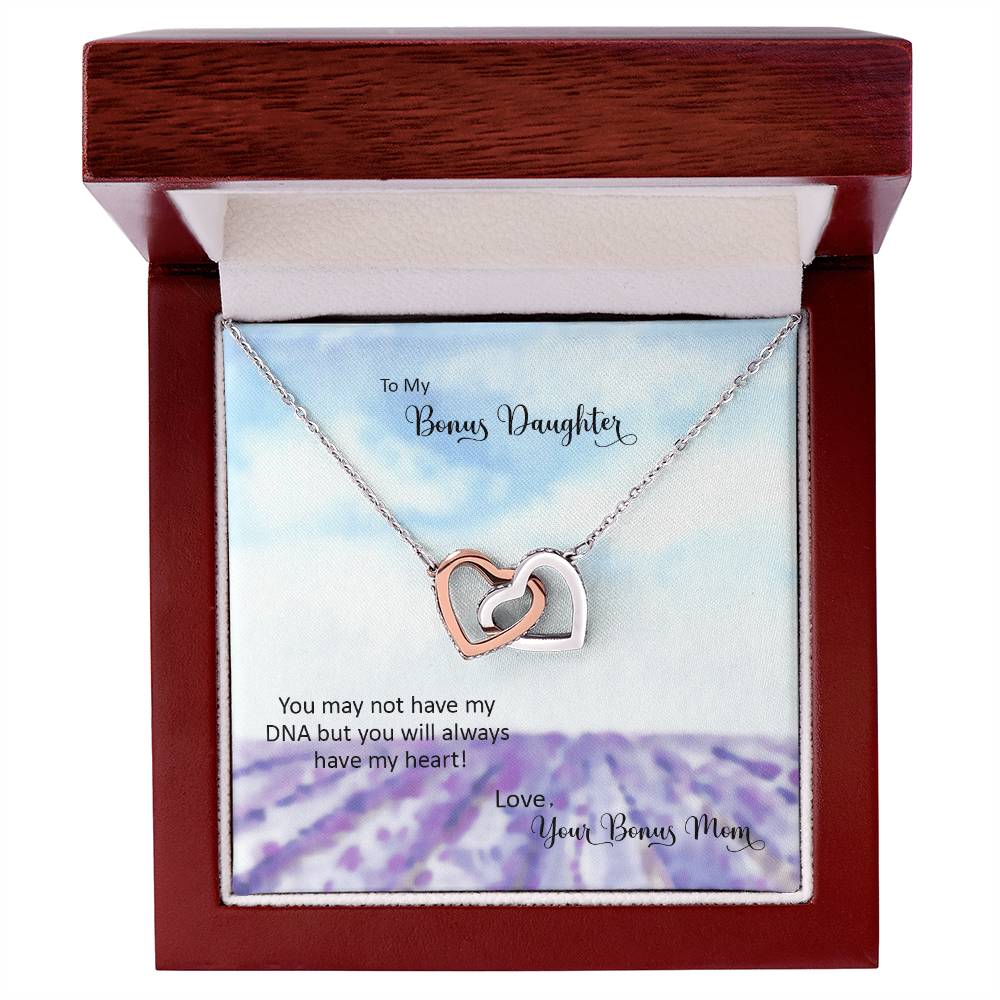 Bonus Daughter From Bonus Mom No Dna But You Have My Heart Interlocking Hearts Necklace