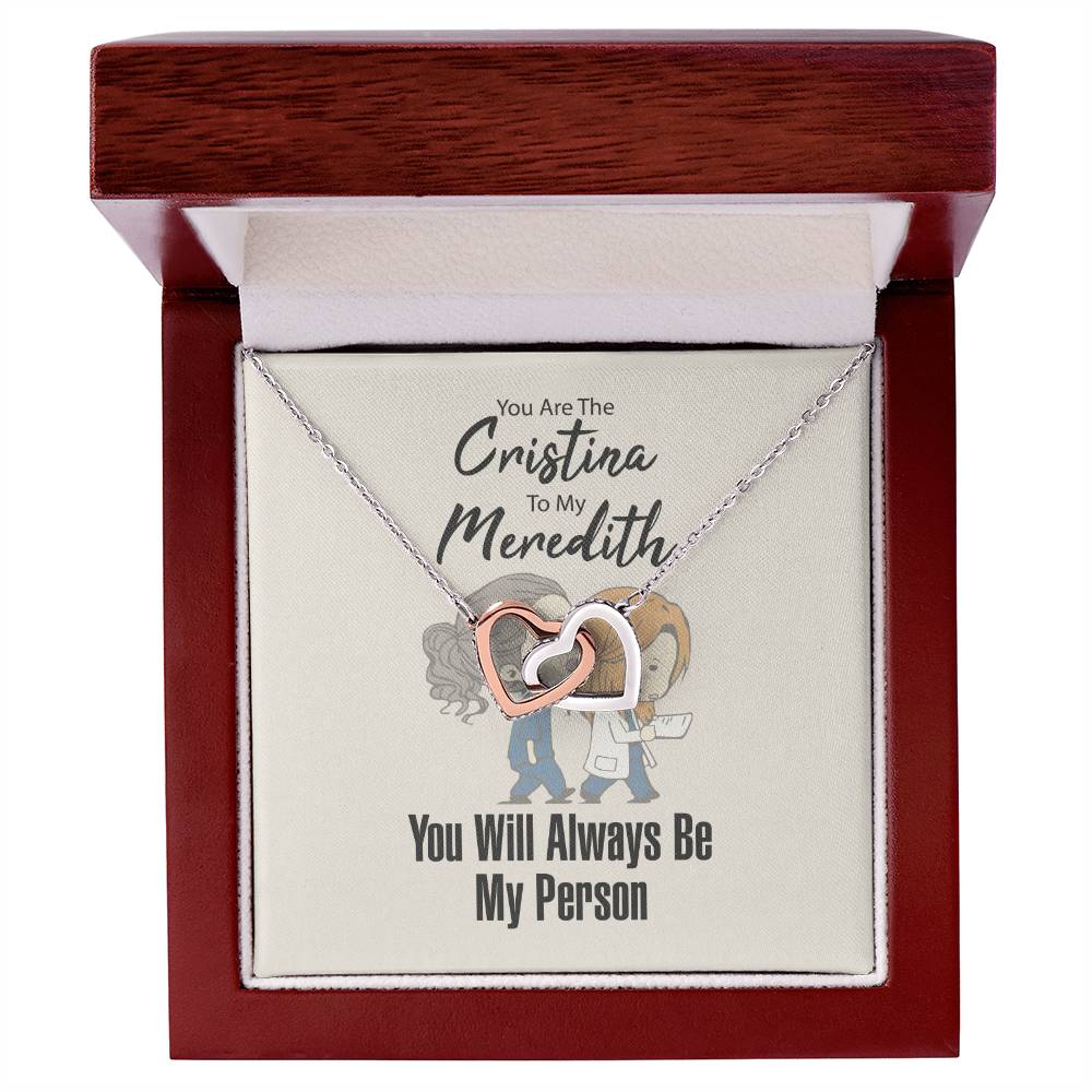 You Are The Cristina To My Meredith Necklace Interlocking Hearts Necklace