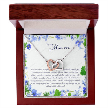 To My Mom I Will Never Have Enough Words Interlocking Hearts Necklace