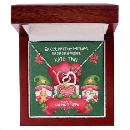 Grandparent To Granddaughter - Sweet Holiday Wishes Fully Customizable Christmas Gift - Personalized Interlocking Hearts Necklace