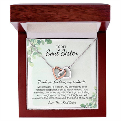 To My Soul Sister Necklace Friendship Necklace To Soul Sister Unbiological Sister - Bff Gifts For Birthday Interlocking Hearts Necklace