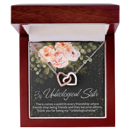 To My Unbiological Sister Interlocking Hearts Necklace