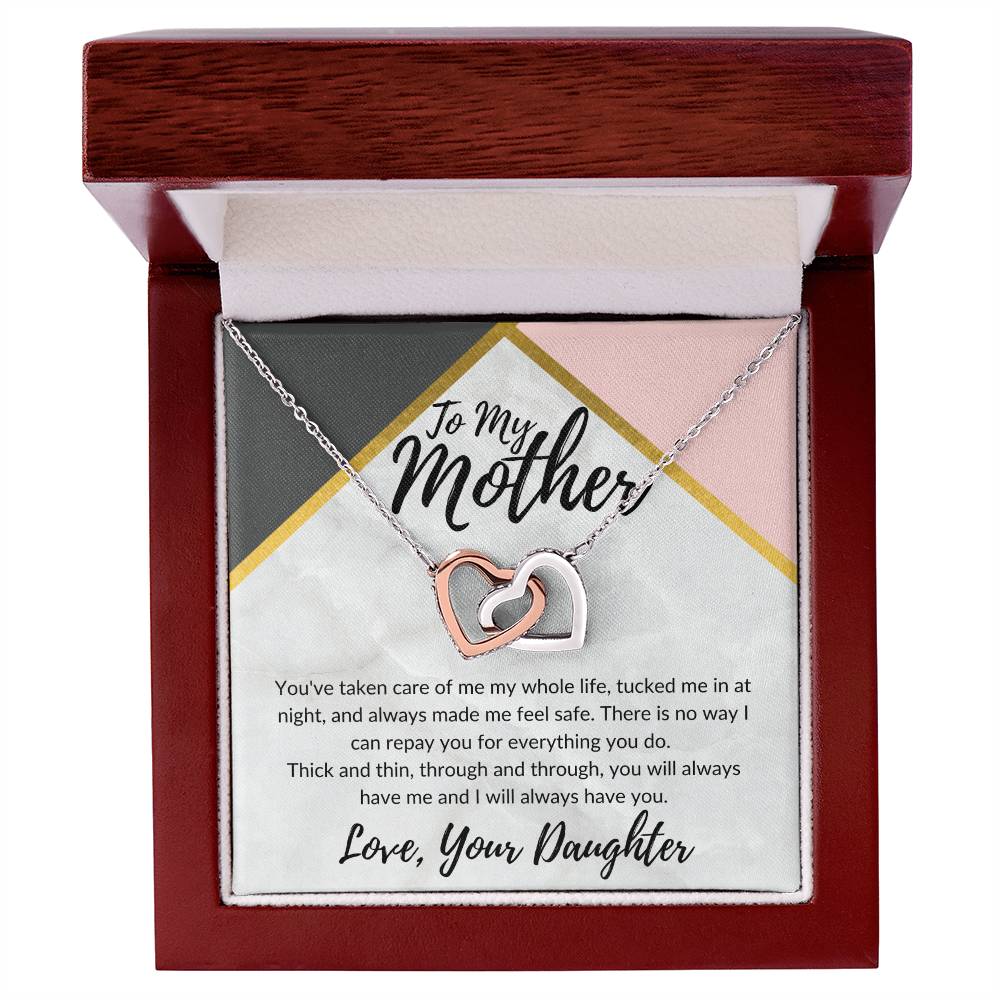 To My Mother - Through Thick And Thin - Necklace Interlocking Hearts Necklace