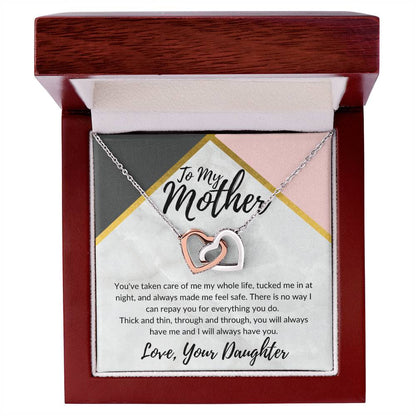 To My Mother - Through Thick And Thin - Necklace Interlocking Hearts Necklace