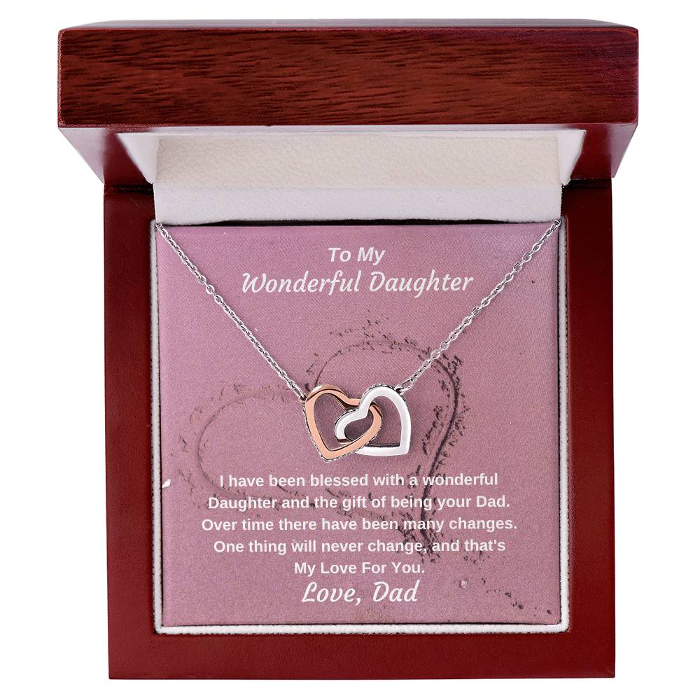 To My Wonderful Daughter Gift Of Being Your Dad Personalized Necklace Gift Interlocking Hearts Necklace