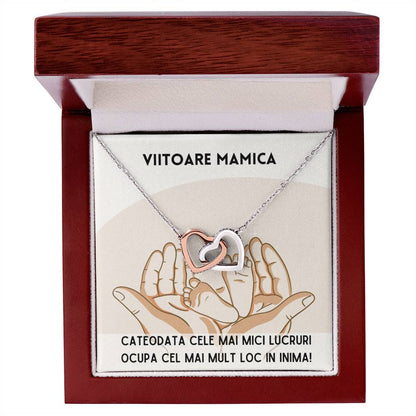 Colier Inimi Conectate Pentru Viitoare Mamica Interlocking Hearts Necklace