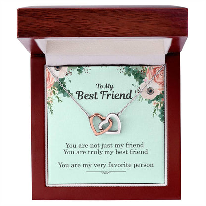 To My Best Friend - My Favorite Person Interlocking Hearts Necklace