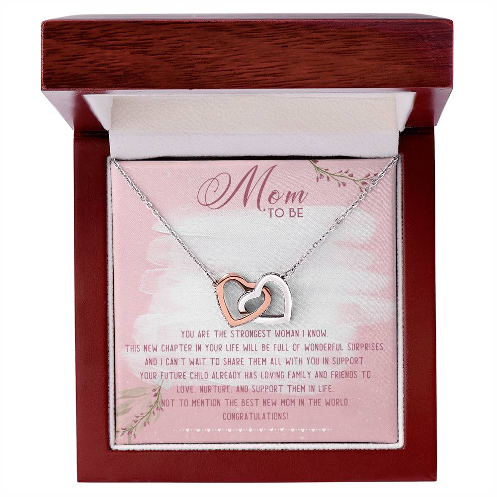 Mom To Be Interlocking Hearts Necklace Message Card