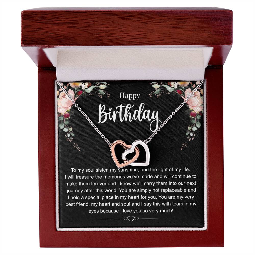 Happy Birthday To My Soul Sister Interlocking Hearts Necklace