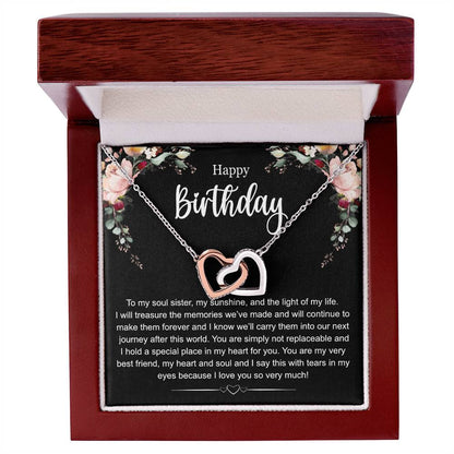 Happy Birthday To My Soul Sister Interlocking Hearts Necklace