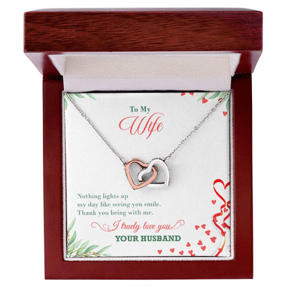 Love To My Wife - Interlocking Hearts Necklace With On Demand Message Card