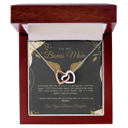 To My Bonus Mom Interlocking Hearts Necklace