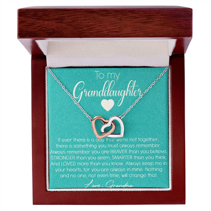 To My Granddaughter Interlocking Hearts Necklace Message Card