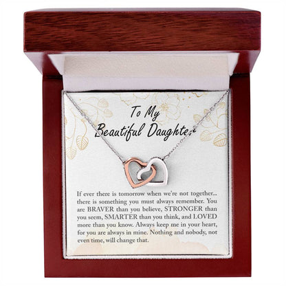 To My Beautiful Daughter - Braver Stronger Smarter - Necklace Interlocking Hearts Necklace