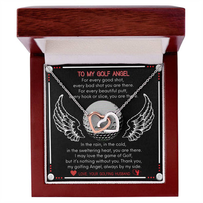 To My Golf Angel - Never Ending Love Necklace - From Your Golfing Husband Interlocking Hearts Necklace