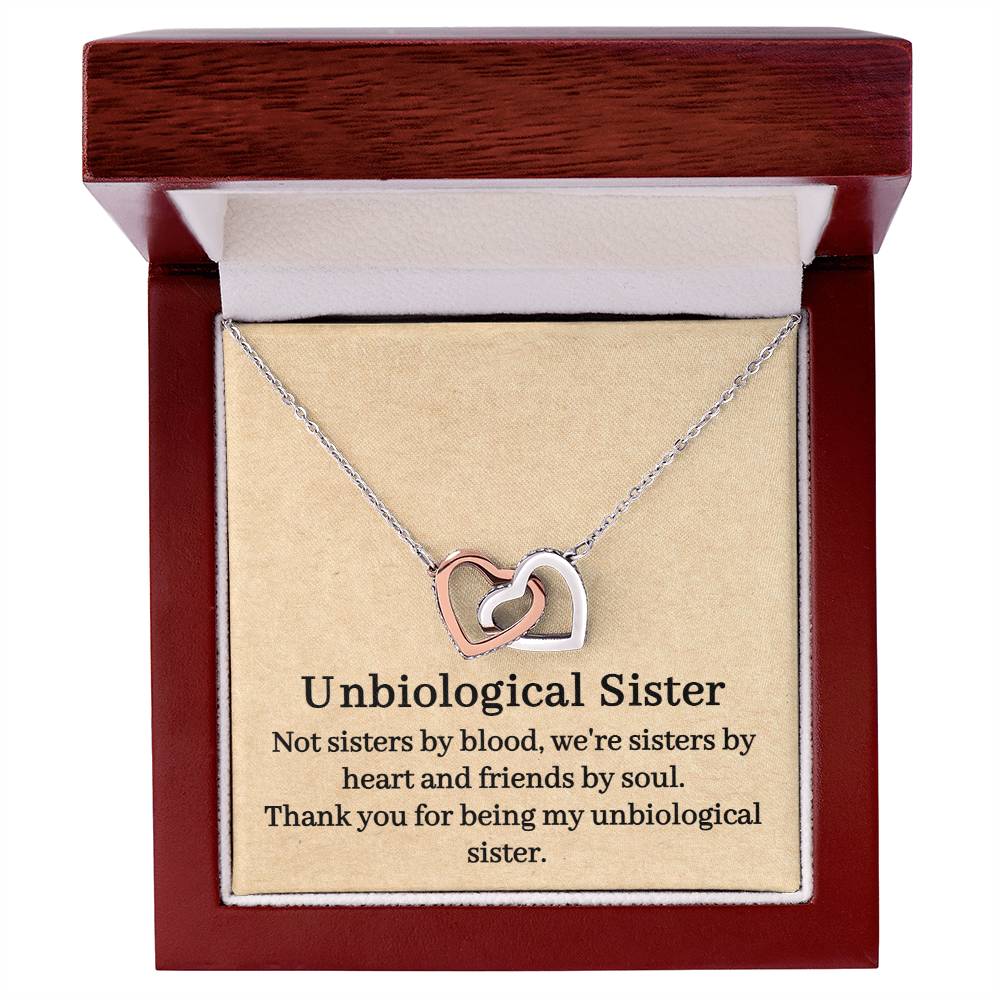Unbiological Sister Interlocking Hearts Necklace