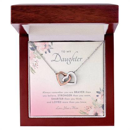 To My Daughter Always Remember Gift For Daughter From Mom Daughter Birthday Graduation Christmas Present Interlocking Hearts Necklace