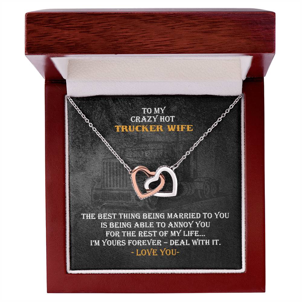 Hot Trucker Wife Interlocked Hearts Necklace Interlocking Hearts Necklace