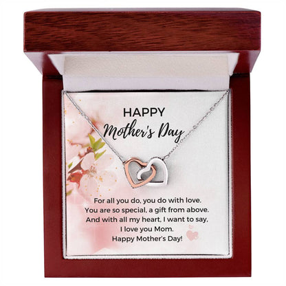 Mother'S Day Heart Necklace - 316 Steel With 18K Rose Gold Finish And Cubic Zirconia Stones - In The U.S.A. ???? Interlocking Hearts Necklace