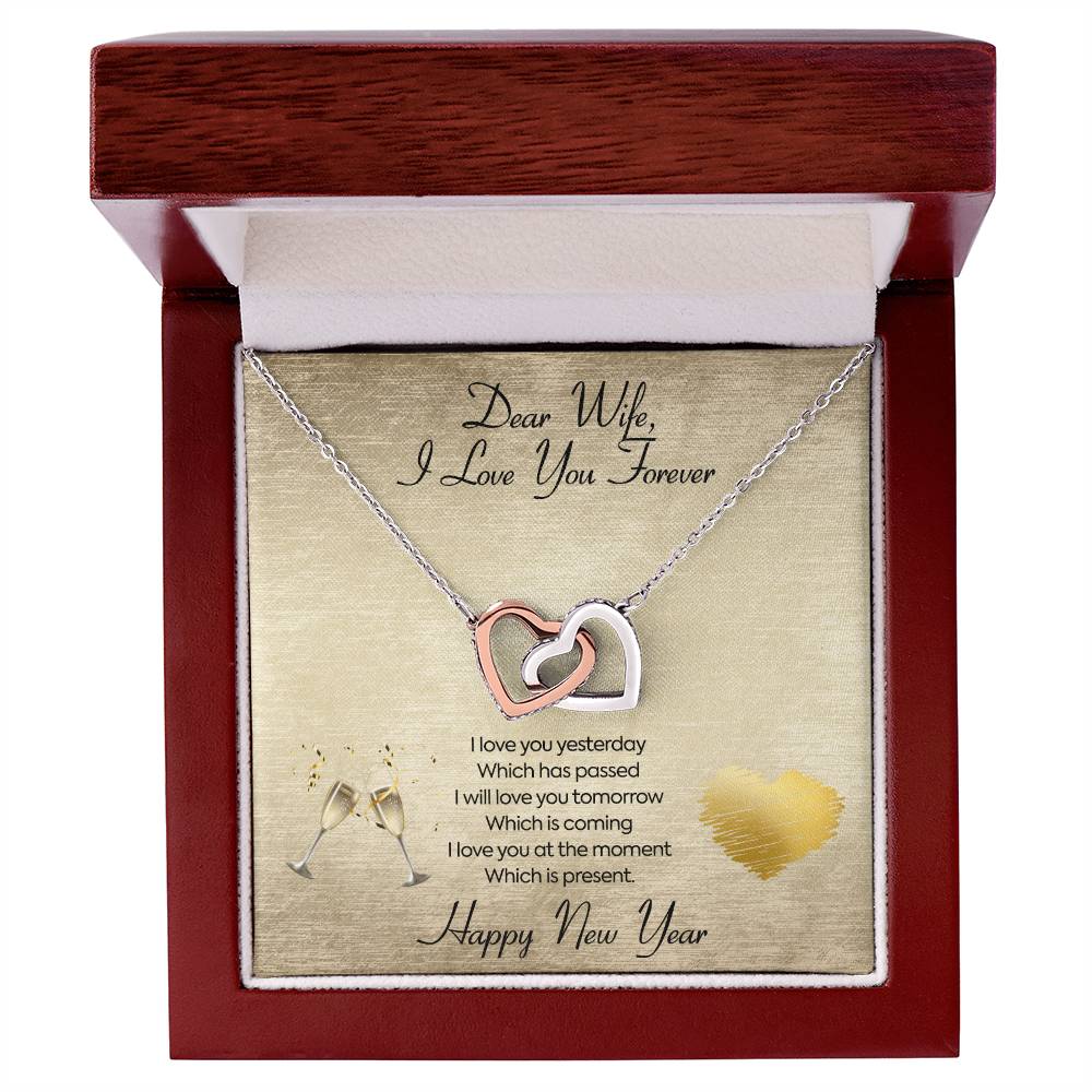 To My Wife Necklace -I Will Love You Forever Interlocking Hearts Necklace