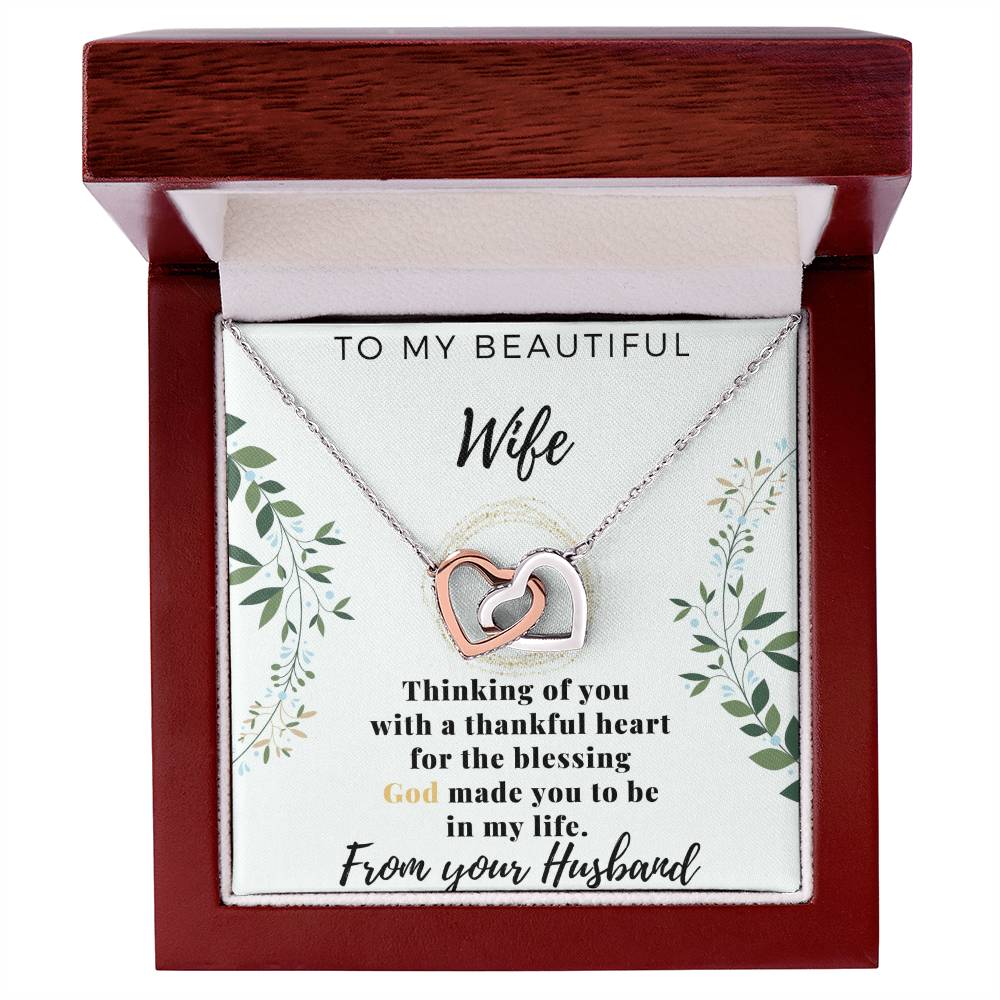 Gift For Wife From Husband Interlocking Hearts Necklace