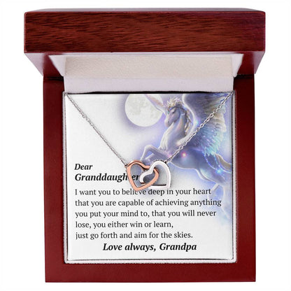 Dear Granddaughter Pegasus Necklace Interlocking Hearts Necklace