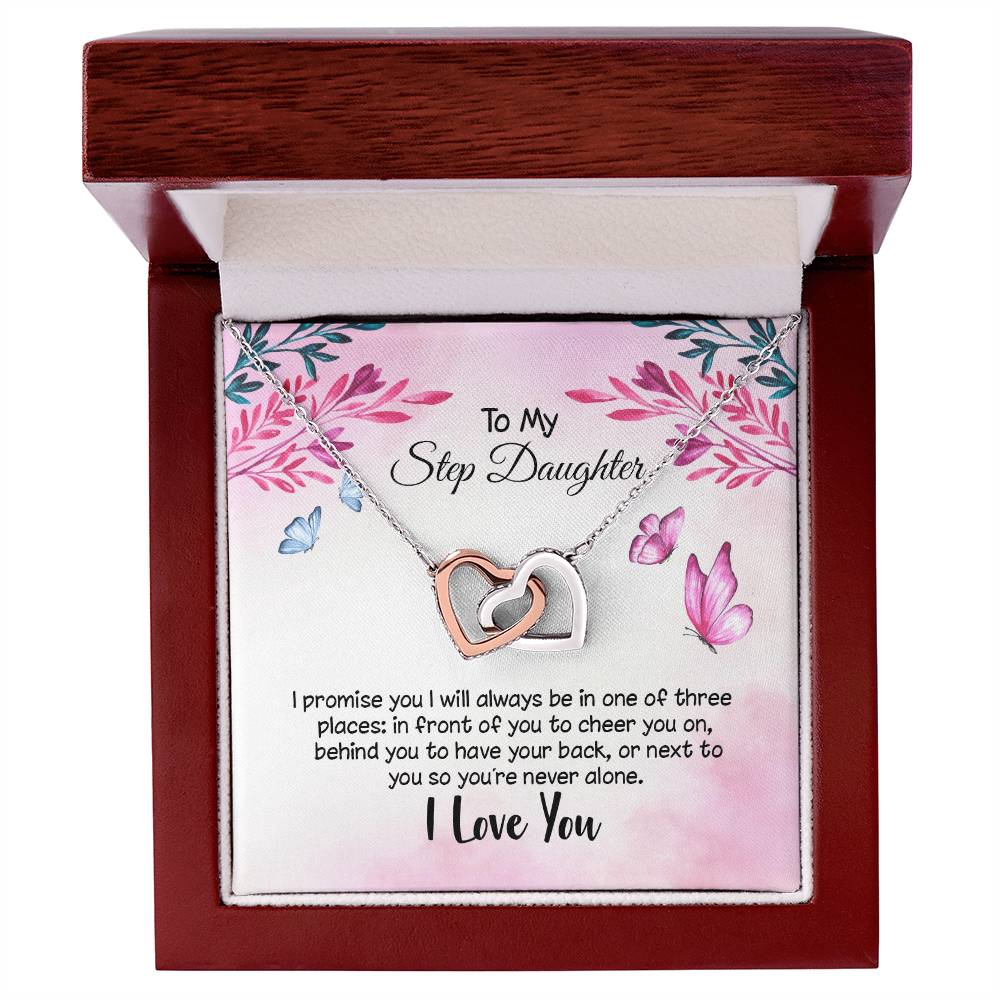To My Step Daughter - I Promise - I Love You Interlocking Hearts Necklace