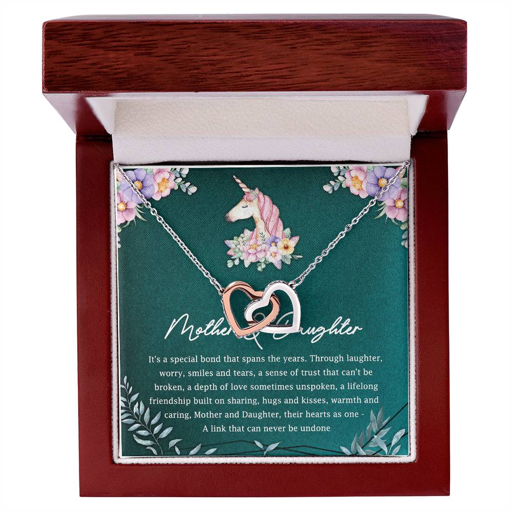 Mother And Daughter Their Hearts As One Interlocking Hearts Necklace Mother'S Day Message Card