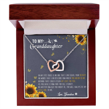 To My Granddaughter Interlocking Hearts Necklace Message Card