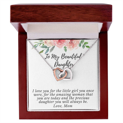 I Love You For The Precious Daughter You Will Always Be Necklace Interlocking Hearts Necklace