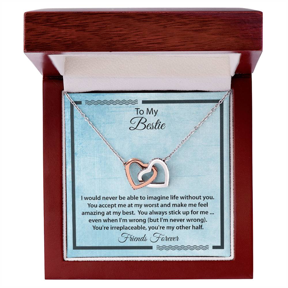 Bestie I Can'T Imagine Life Without You Necklace Interlocking Hearts Necklace