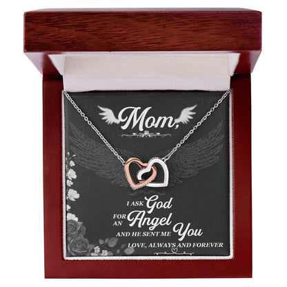 I Asked God For An Angel And He Sent Me You Interlocking Hearts Necklace