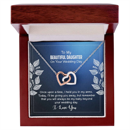 To My Beautiful Daughter - Always Be My Baby Interlocking Hearts Necklace