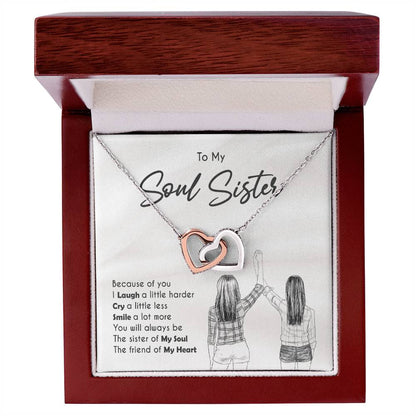 To My Soul Sister - Special Love Interlocking Hearts Necklace