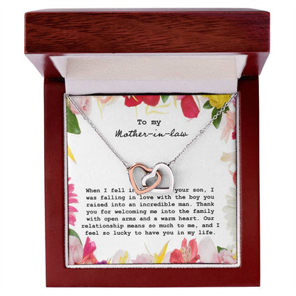 To My Mother In Law When I Fell In Love With Your Son Interlocking Hearts Necklace