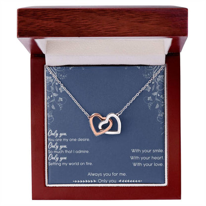 Only You Interlocking Hearts Necklace Message Card