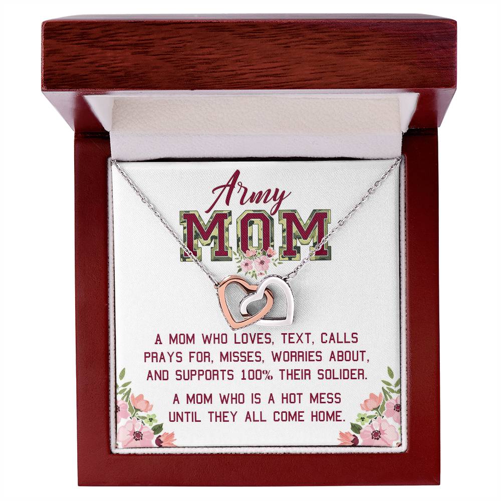 Gift For Army Mom - A Hot Mess - The Interlocking Heart Necklace Interlocking Hearts Necklace