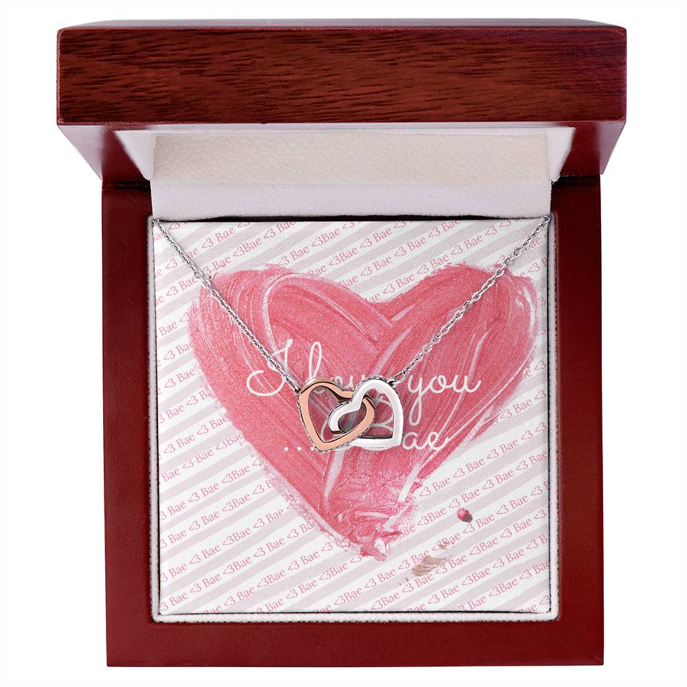 I Love You. Bae Cubic Zirconia Necklace Interlocking Hearts Necklace