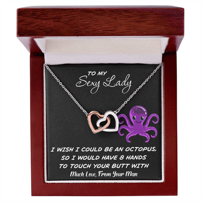 To My Sexy Lady - I Wish I Had 8 Hands - Love Necklace Interlocking Hearts Necklace
