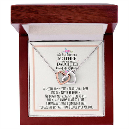 The Love Between A Mother And Daughter Knows No Distance Interlocking Hearts Necklace