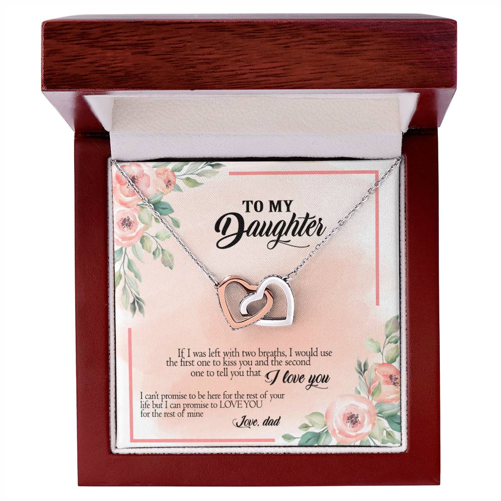 To My Daughter - I Promise To Love You For The Rest Of My Life Interlocking Hearts Necklace
