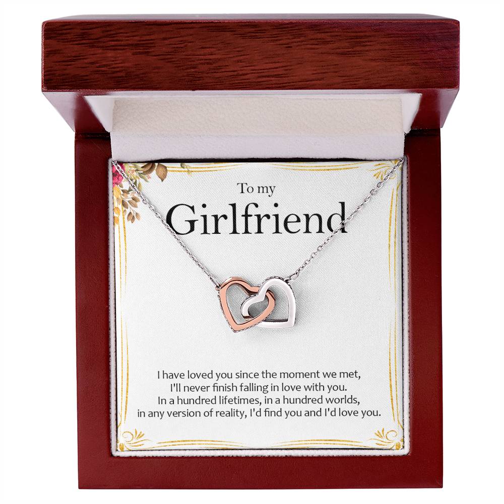 To My Girlfriend - Love Card And Necklace S005 Interlocking Hearts Necklace