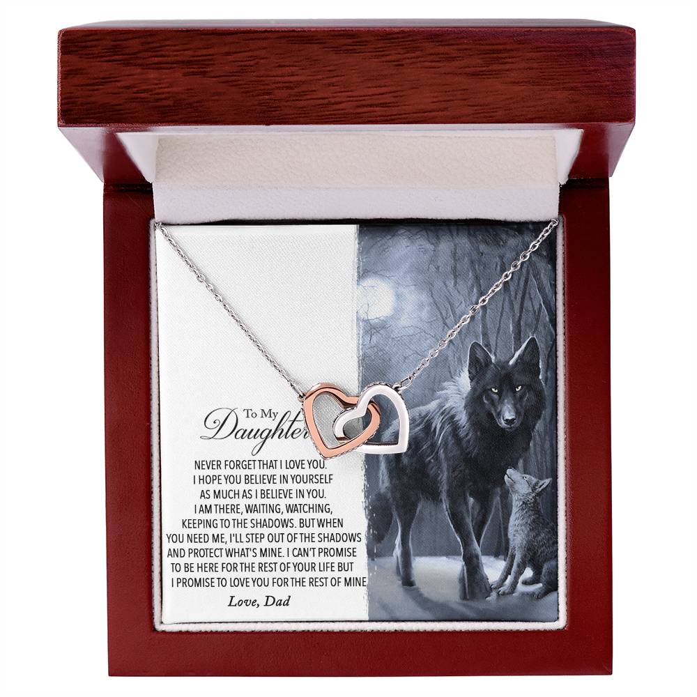 To My Daughter - Never Forget That I Love You Interlocking Hearts Necklace