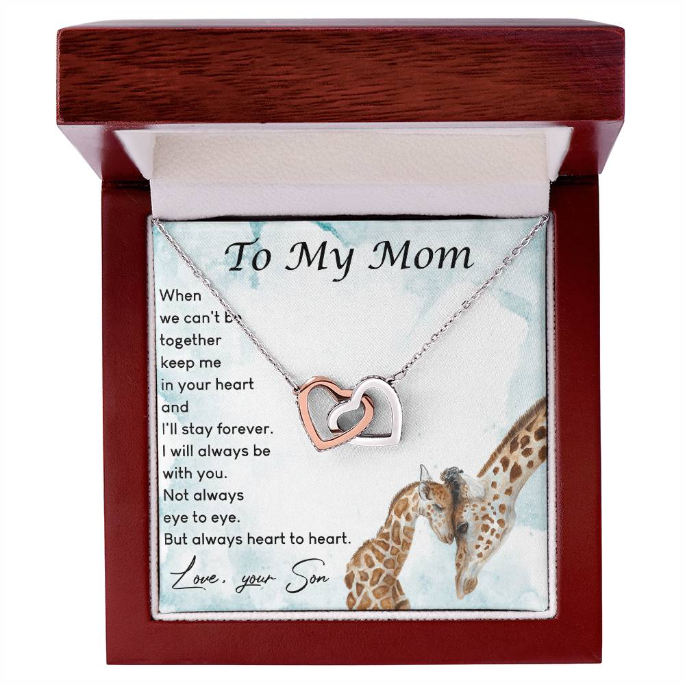 To My Mom Interlocking Hearts Necklace Message Card