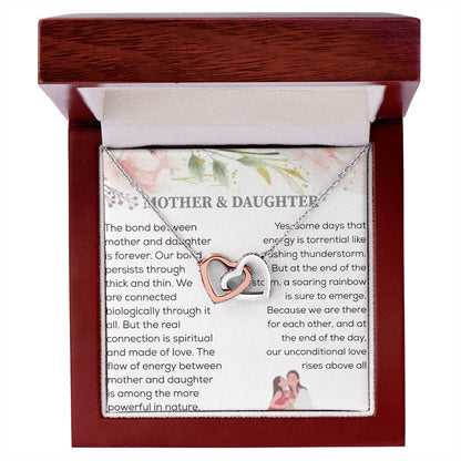 Bond Between Mother & Daughter Two Hearts Necklace Interlocking Hearts Necklace