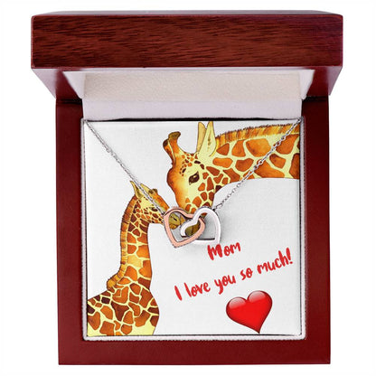 Mom I Love You So Much Two Hearts Embellished With Cubic Zirconia Stones Interlocked Together Interlocking Hearts Necklace