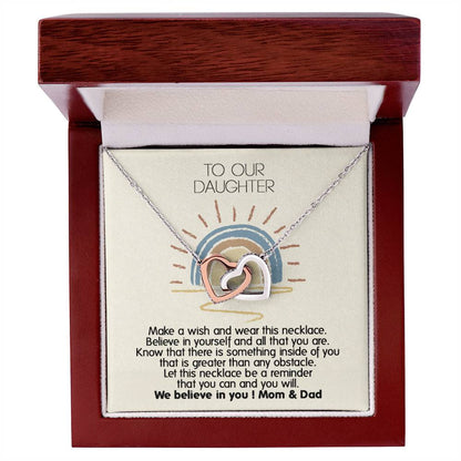 Perfect Daughter'S Appreciation Gift - Unique Necklace For Her Interlocking Hearts Necklace