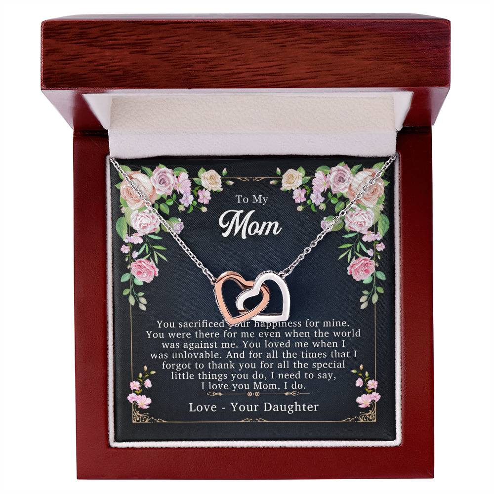 To My Mom - I Love You I Do - Necklace Interlocking Hearts Necklace