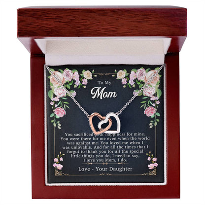 To My Mom - I Love You I Do - Necklace Interlocking Hearts Necklace