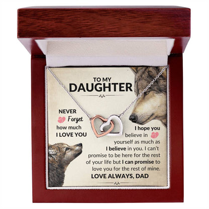 To My Daughter - Never Forget - Necklace Interlocking Hearts Necklace